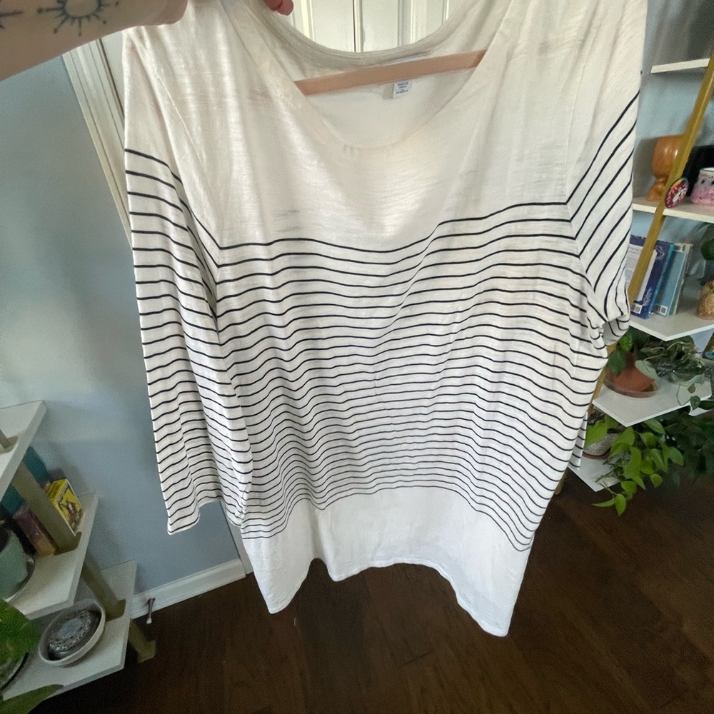 J. Jill Striped White and Black Women's Top 1X - Picture 6 of 9